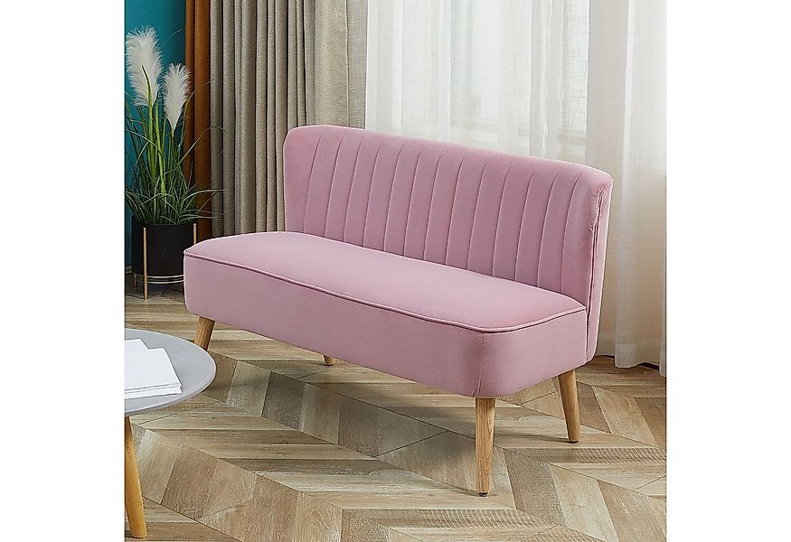 HOMCOM 2-Sitzer Sitzmöbel, Loungesofa, aus Holz, Samtartiges Polyster, Scha günstig online kaufen