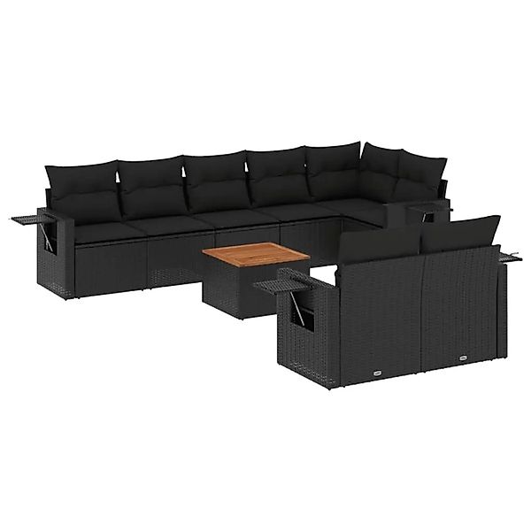 vidaXL 9-Tlg Garten-Sofagarnitur mit Kissen Schwarz Poly Rattan 3224648 günstig online kaufen