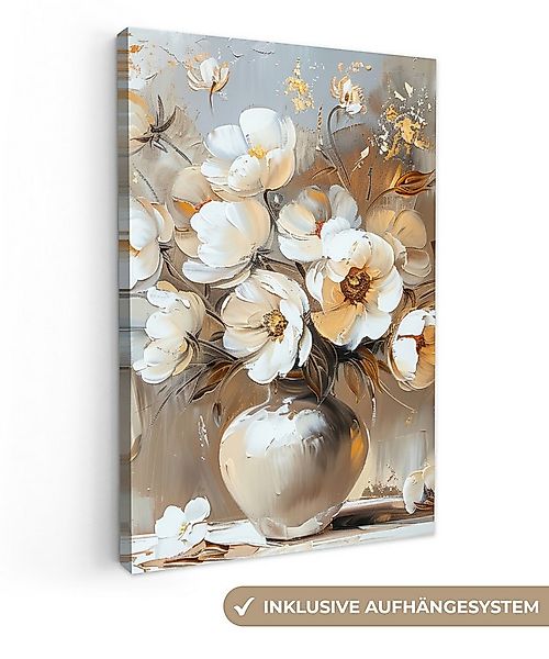 OneMillionCanvasses® Leinwandbild Vase - Blumen - Kunst - Gold, Fotodruck ( günstig online kaufen