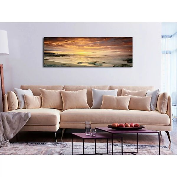 Wandbild Sonnenuntergang - ein Küstenpanorama in warmen Farbtönen XXL günstig online kaufen