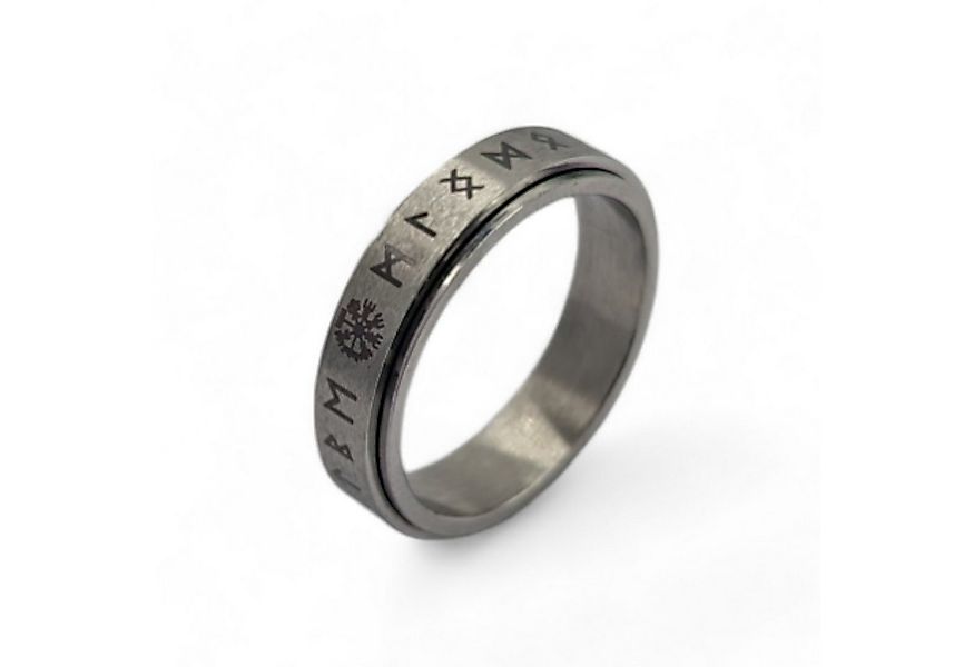 Eyecatcher Fingerring Anti Stress Ring. Drehbarer Ring mit Runen silber günstig online kaufen