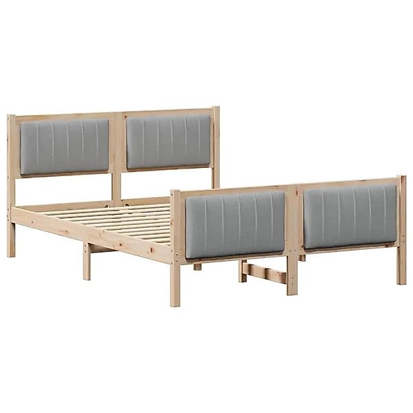 vidaXL Bettgestell Braun und Hellgrau 140 x 190 cm Massivholz Kiefer 339432 günstig online kaufen