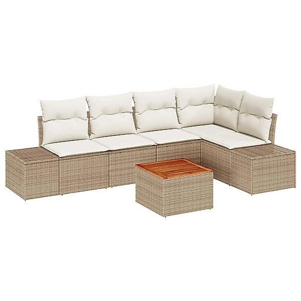 vidaXL Garten-Sofa-Set 6-Tlg Beige Weiß 3356629 günstig online kaufen