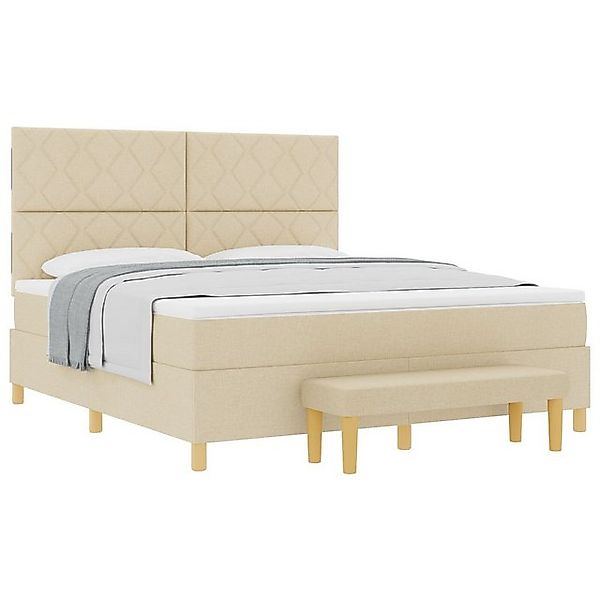 vidaXL Bett Boxspringbett mit Matratze & Bank Creme 180x200 cm Stoff (2-tlg günstig online kaufen