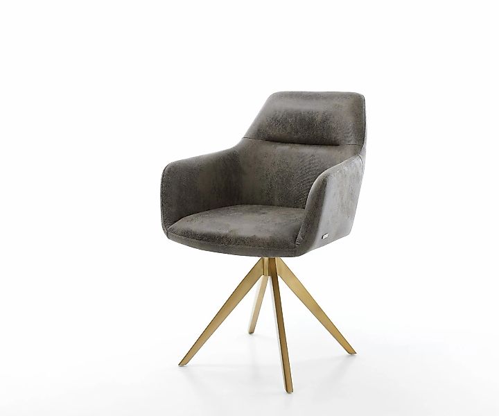 Drehstuhl Pejo-Flex Grau Antik Kreuzgestell kantig Gold 180° drehbar günstig online kaufen