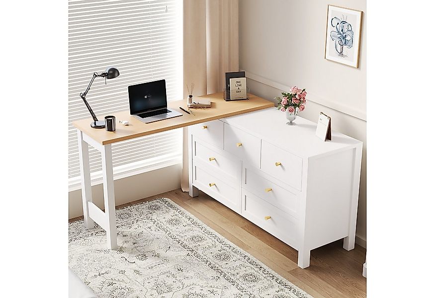 Merax Schreibtisch L-förmiger Arbeitstisch, 2-in-1 Drehwerkbank/Sideboard ( günstig online kaufen