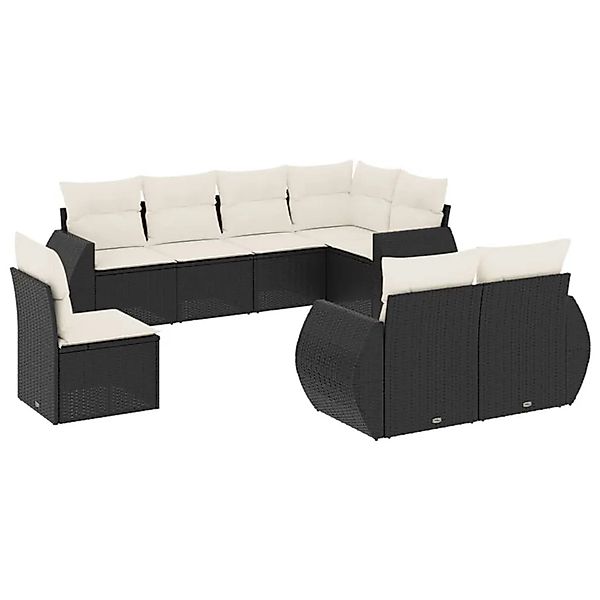 vidaXL 8-Tlg Garten-Sofagarnitur mit Kissen Schwarz Poly Rattan 3221635 günstig online kaufen
