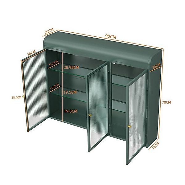 Celya Wandhängeschrank Glas-Wandregal,Hängeschrank küche, Drei Glastüren, d günstig online kaufen