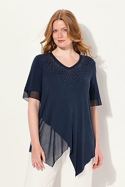 Ulla Popken Druckbluse Bluse Layering-Look Mesh/Jersey günstig online kaufen