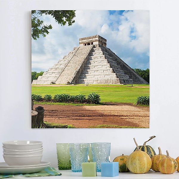 Leinwandbild Architektur & Skyline - Quadrat El Castillo Pyramide günstig online kaufen