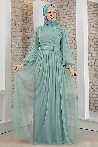 fashionshowcase Maxikleid Damen Kleid aus Tüll - Abiye Abaya - Modest Fashi günstig online kaufen