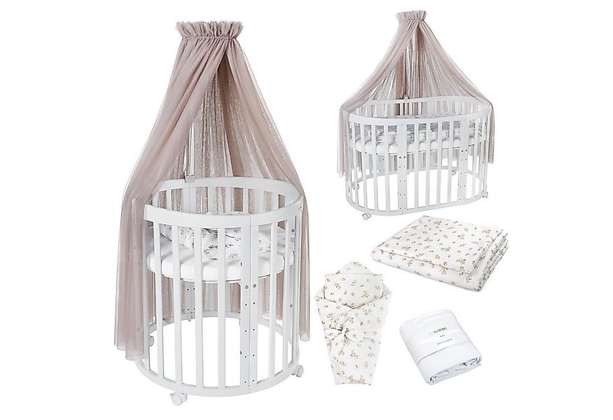 Waldin Babybett Mobiles Babybett OWAL aus Holz 7in1 mit Matratze, mitwachse günstig online kaufen