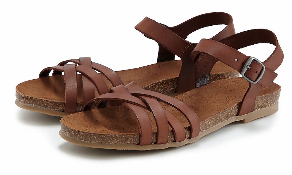 LASCANA Sandale "Sandalette, Sommerschuh, offener Schuh," aus Leder mit Kor günstig online kaufen