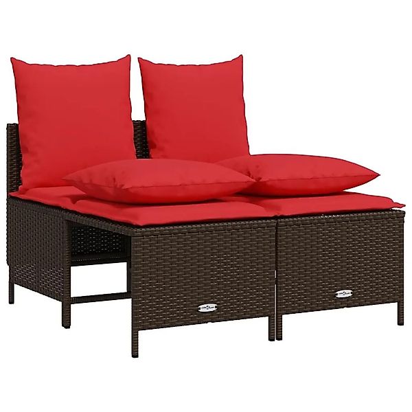 vidaXL 4-Tlg Gartensofa-Set mit Kissen Braun Polyrattan 368386 günstig online kaufen