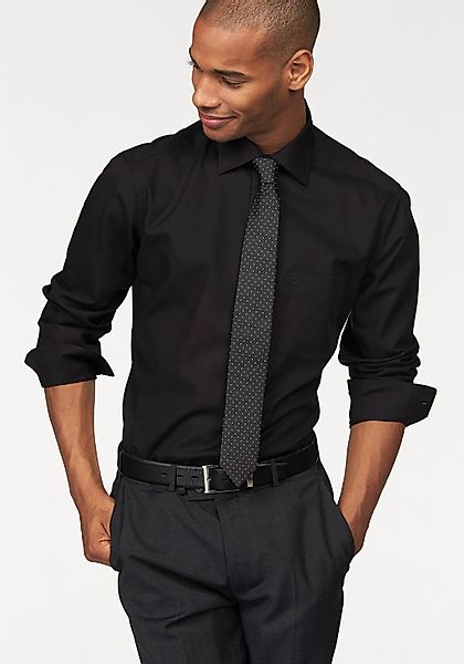 OLYMP Luxor Hemd Extra Lange Ärmel Schwarz - Größe 45 günstig online kaufen