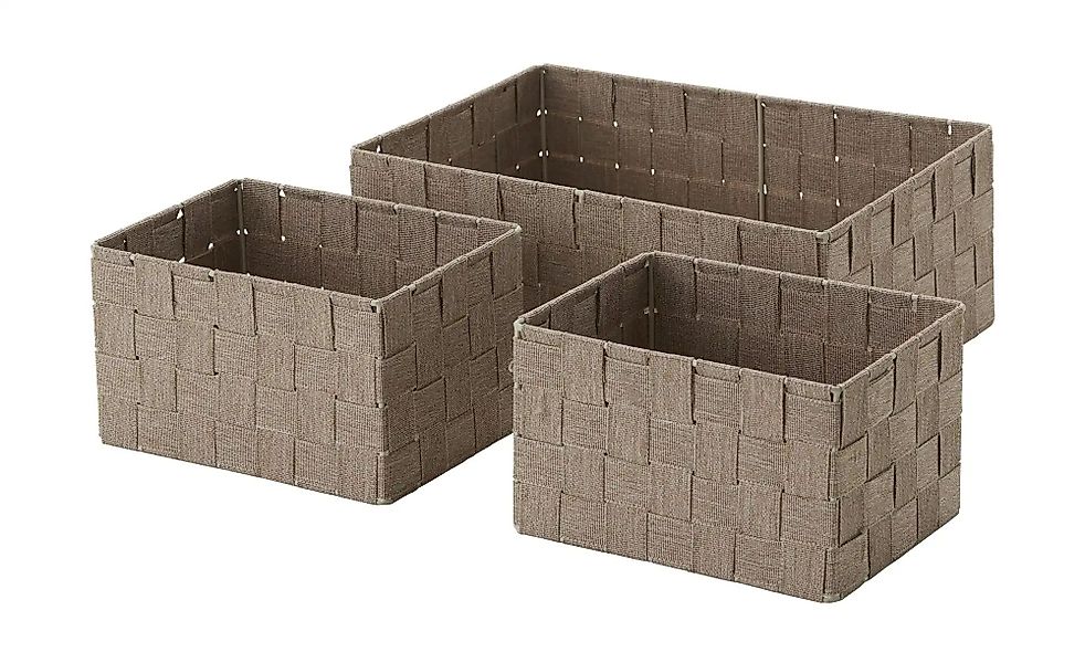 HOME STORY Aufbewahrungskorb  3er Set   ¦ braun ¦ Polyester,Metall ¦ Maße ( günstig online kaufen