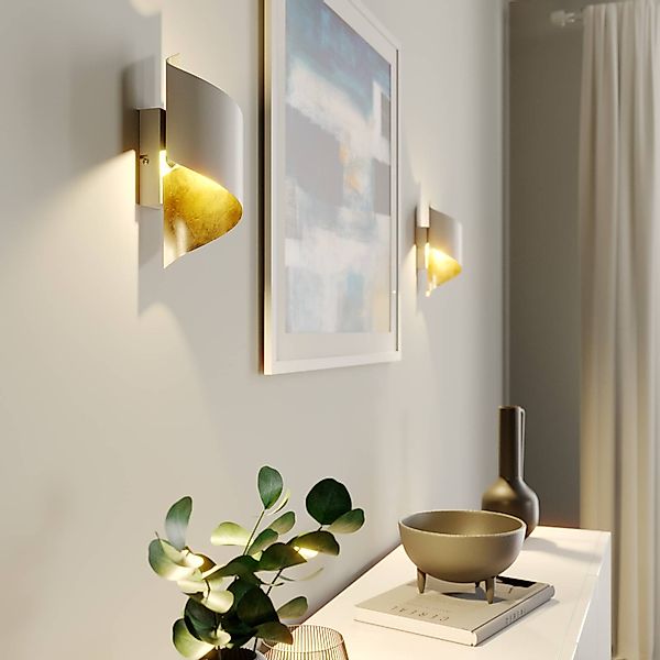 Lindby Wandleuchte Desirio, weiß/gold, 24cm, G9, Metall günstig online kaufen