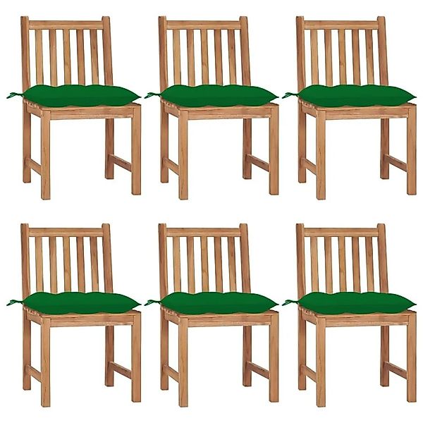 vidaXL Gartenstühle 6 Stk mit Kissen Massivholz Teak 3073135 günstig online kaufen