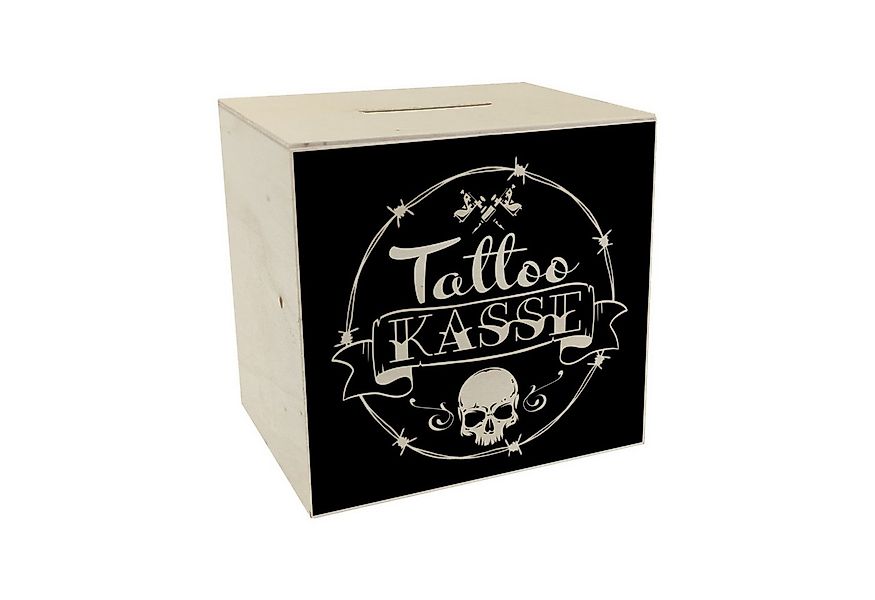 speecheese Spardose Spardose aus Holz mit coolen Tattoo-Motiven in schwarz günstig online kaufen
