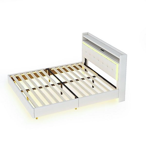 STILVORA Polsterbett 160×200 Bettgestell mit Steckdose,LED-Licht,Jugendbett günstig online kaufen