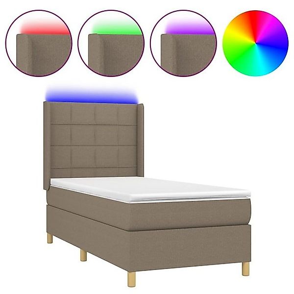 vidaXL Boxspringbett Boxspringbett mit Matratze LED Taupe 80x200 cm Stoff B günstig online kaufen