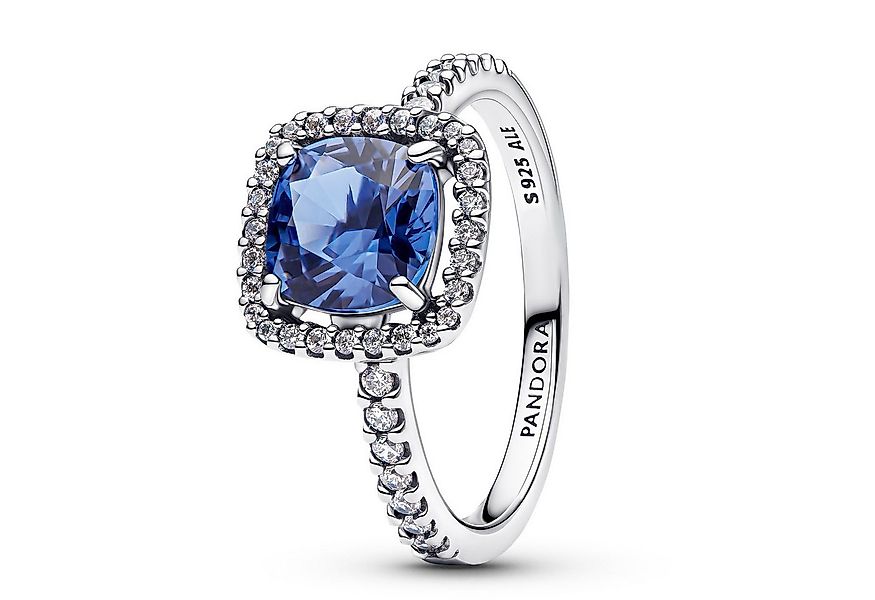 Pandora Silberring Damenring Silber Funkelndes Quadrat Blau Heiligenschein günstig online kaufen