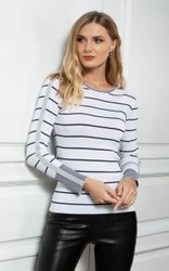 Passioni Rundhalspullover mit Streifen und metallischen günstig online kaufen