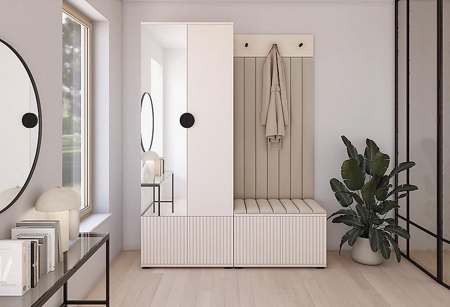 Compleo Garderoben-Set mit Sitbank, 2 Türen, Elegant design, Kaschmir günstig online kaufen