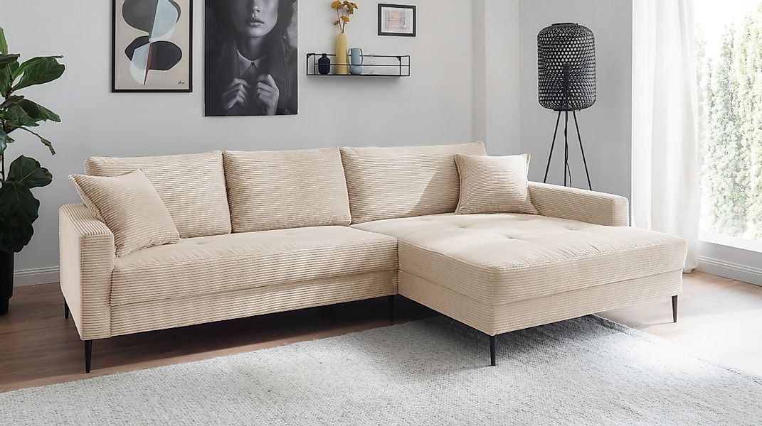 Massivart® Ecksofa Cord Creme 276 × günstig online kaufen
