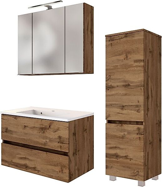 welltime Badmöbel-Set »Welltime Möbel Baabe Waschtisch-Set 3tlg. oder 5tlg. günstig online kaufen