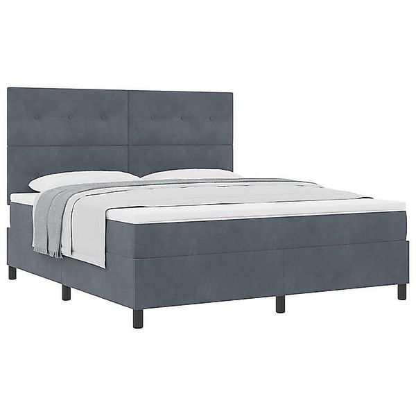 vidaXL Bett Boxspringbett mit Matratze Dunkelgrau Super King Velvet (1-tlg) günstig online kaufen