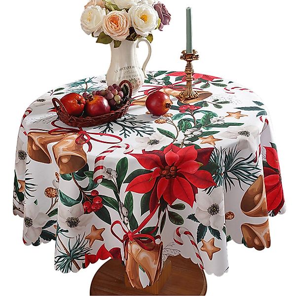 Refttenw Tischdecke 120cm/150cm Runde Weihnachtstischdecke für günstig online kaufen