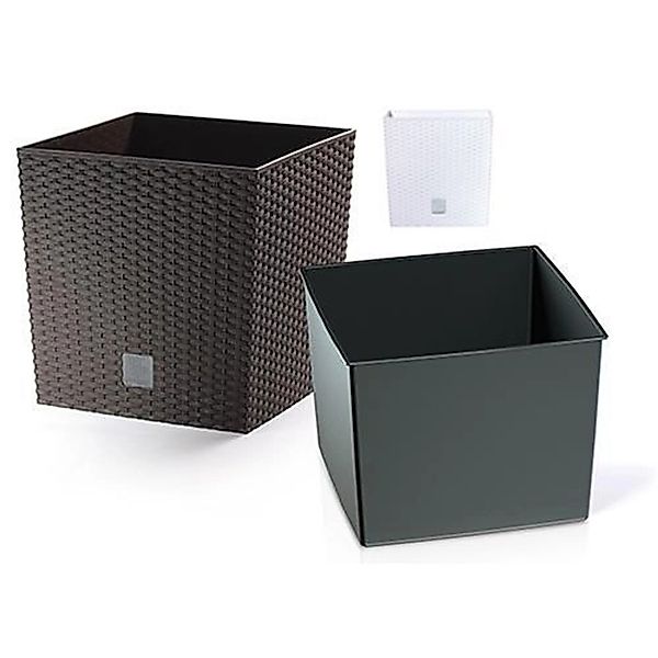PROREGAL Blumentopf Rattan Quadrat 320x320x 325mm 32Lit Rato Niedrig Braun günstig online kaufen