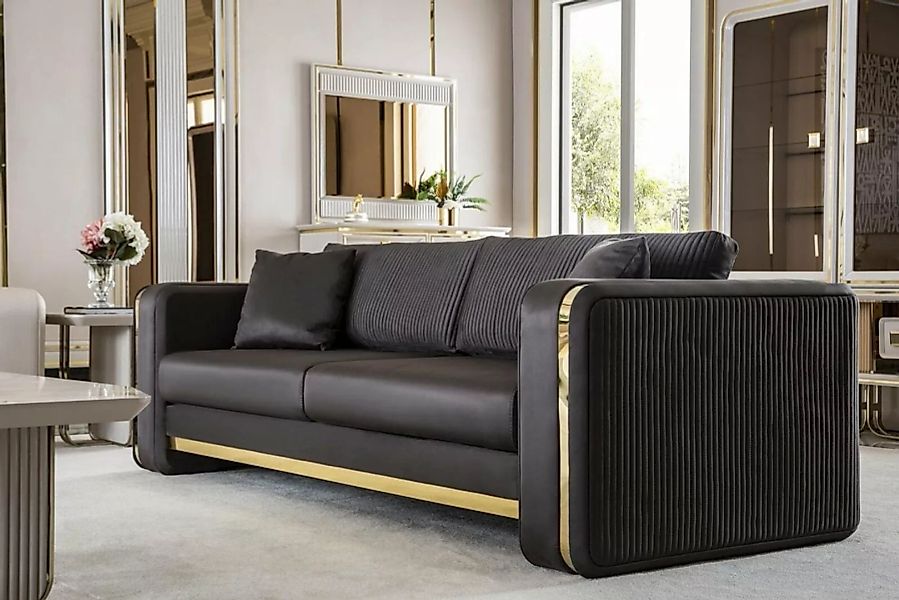 JVmoebel Sofa Couch Dreisitzer Sofa Möbel Luxus Sofas Couchen Metall Textil günstig online kaufen