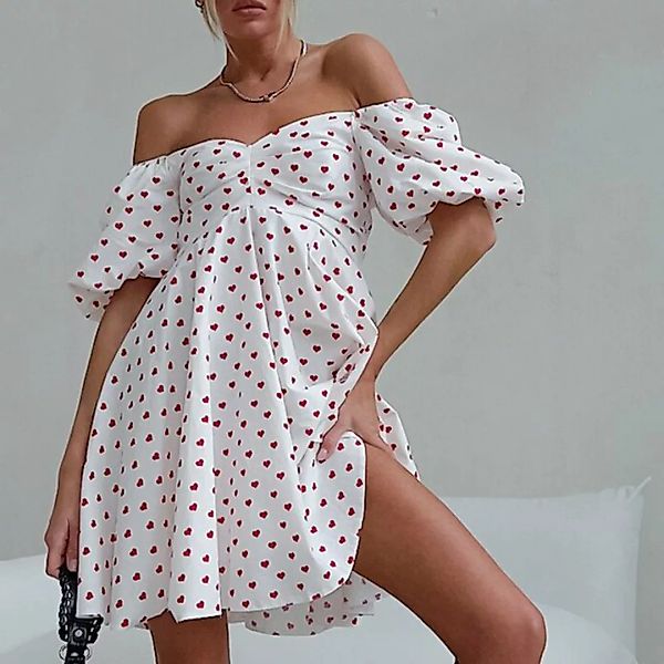 RUZU UG Dirndl Midikleid Neues Sommerkleid Ein-Ausschnitt Taille Damen günstig online kaufen