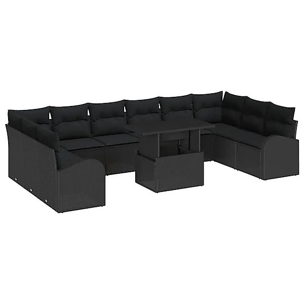 vidaXL Gartensofa-set mit Speicher 11-Tlg Schwarz Poly-Rattan 3348719 günstig online kaufen