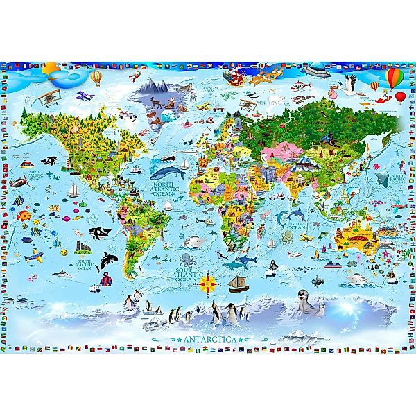 Selbstklebende Fototapete - World Map For Kids günstig online kaufen