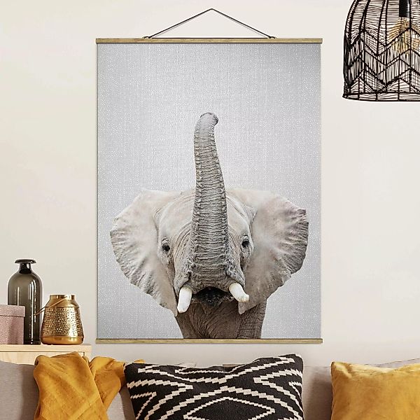 Stoffbild mit Posterleisten Elefant Ewald günstig online kaufen