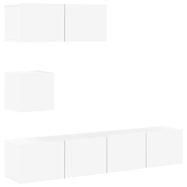 vidaXL 4-Tlg TV-Schrank-Set Weiß Holzwerkstoff 3114646 günstig online kaufen