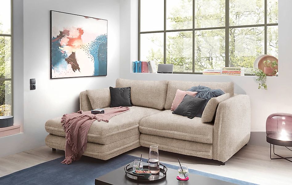 ED EXCITING DESIGN Ecksofa "Stanley L-Form", mit Bettfunktion, Bettkasten & günstig online kaufen