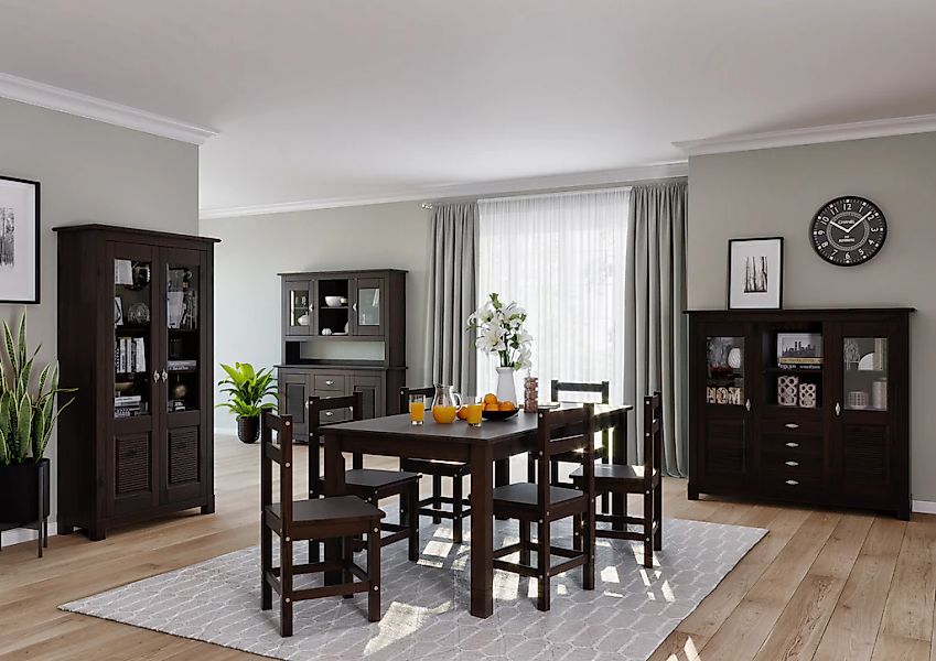 Home affaire Buffet "Rauna", Highboard, massive Kiefer, Türen mit Glaseinsä günstig online kaufen