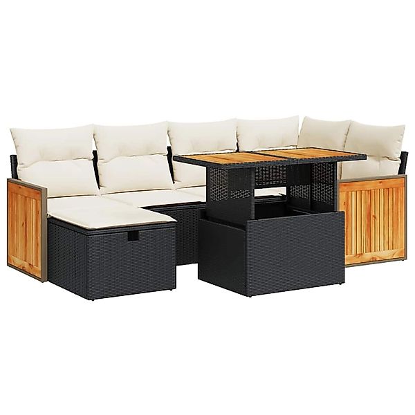 vidaXL 8-Tlg Garten-Sofagarnitur mit Kissen Schwarz Poly Rattan 3328155 günstig online kaufen