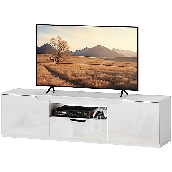 HOMCOM TV Schrank Lowboard mit 2 Türen, Schublade, 160 cm lang Fernsehtisch günstig online kaufen