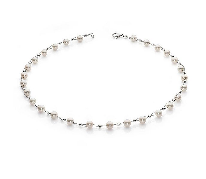Schmuck Krone Perlenkette Halskette aus echten Perlen & 925 Silber, creme-w günstig online kaufen