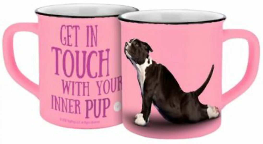 Geda Labels Tasse Yoga Dogs Inner Pup  Emaille-Optik 400ml Tassen pink günstig online kaufen
