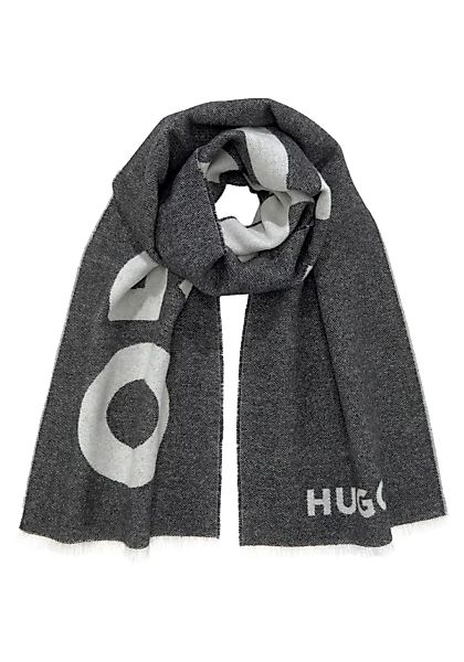 HUGO Schal "Alexie", aus Woll-Mix mit Kontrastfarbenem Hugo-Logo, 200 x 32 günstig online kaufen