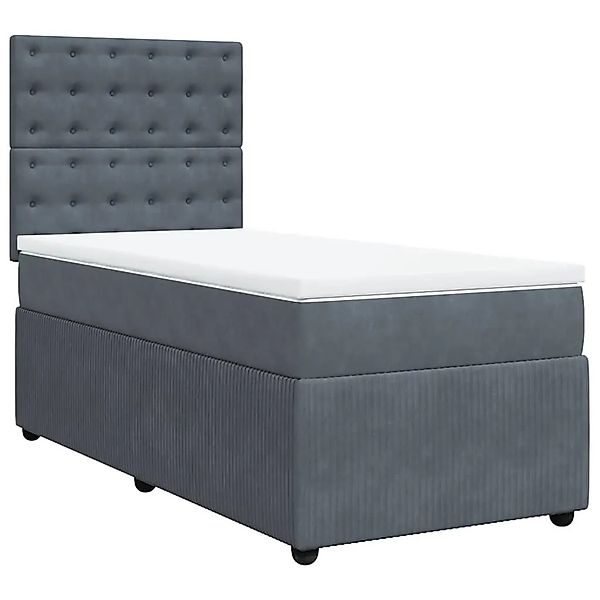 vidaXL Boxspringbett mit Matratze Dunkelgrau 100x200 cm Samt 3294575 günstig online kaufen