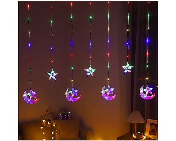 Qualra LED-Lichtervorhang Lichter Vorhang Innen 82LEDs Lichterkette Batteri günstig online kaufen