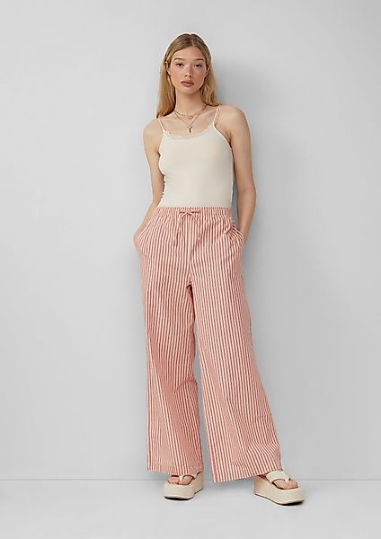 QS Stoffhose Baumwoll-Streifenhose mit weitem Bein, günstig online kaufen
