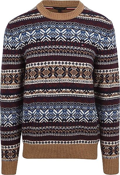 Tommy Hilfiger Fairisle Pullover Druck Camel - Größe M günstig online kaufen